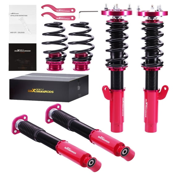Maxpeedingrods Coilover Suspension Kit for BMW E46 3-Series 316i 318d 320i 323i 325i 328i 1998-2006, Height Adjustable Coilovers, Preset Damping Shock Absorber Struts