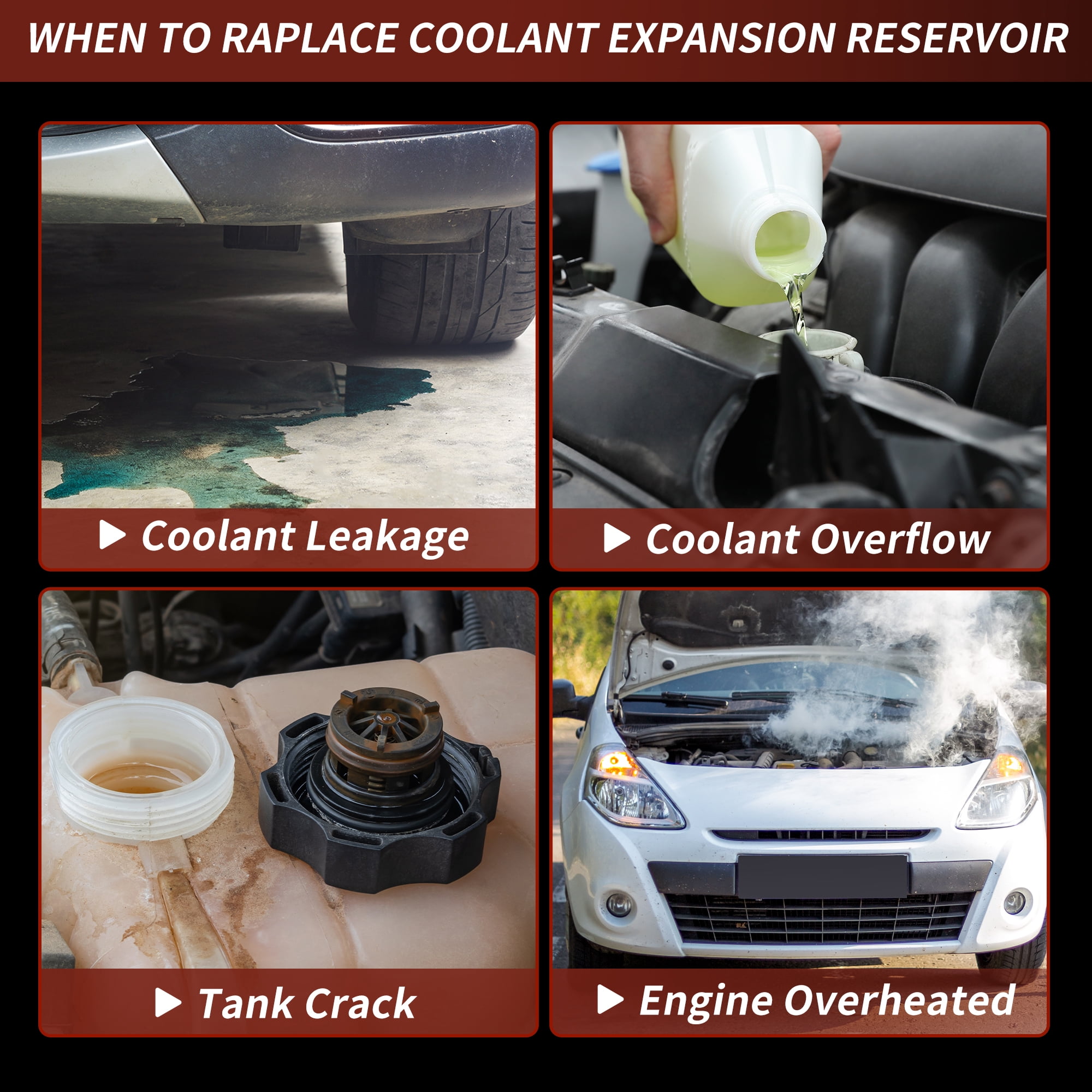 Coolant Expansion Reservoir Tank with Cap for Ford Fusion 2013-2020 Pressurized Radiator Coolant Overflow Reservoir Recovery Tank for Lincoln MKZ No.603-316/DG9Z8A080A/HG9Z8A080B