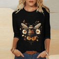 thumbnail image 2 of CYMMPU Bee Graphic 3/4 Sleeve Round Neck Loose Fit Tunic Tops Fall Fashion Shirts Blouses for Women Dressy Casual Spring Tops Lightweight Basic T-Shirts Multicolor XXXL, 2 of 5