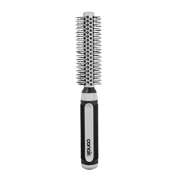 Conair Grip & Style Small Metal Round Hairbrush, Nylon Bristles and Rubber Handle