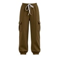 thumbnail image 7 of Dzrciro Cargo Pants for Women, Drawstring Elastic Waist Trousers with Side Pockets, Lightweight Athletic Baggy Pants S-2XL, 7 of 7