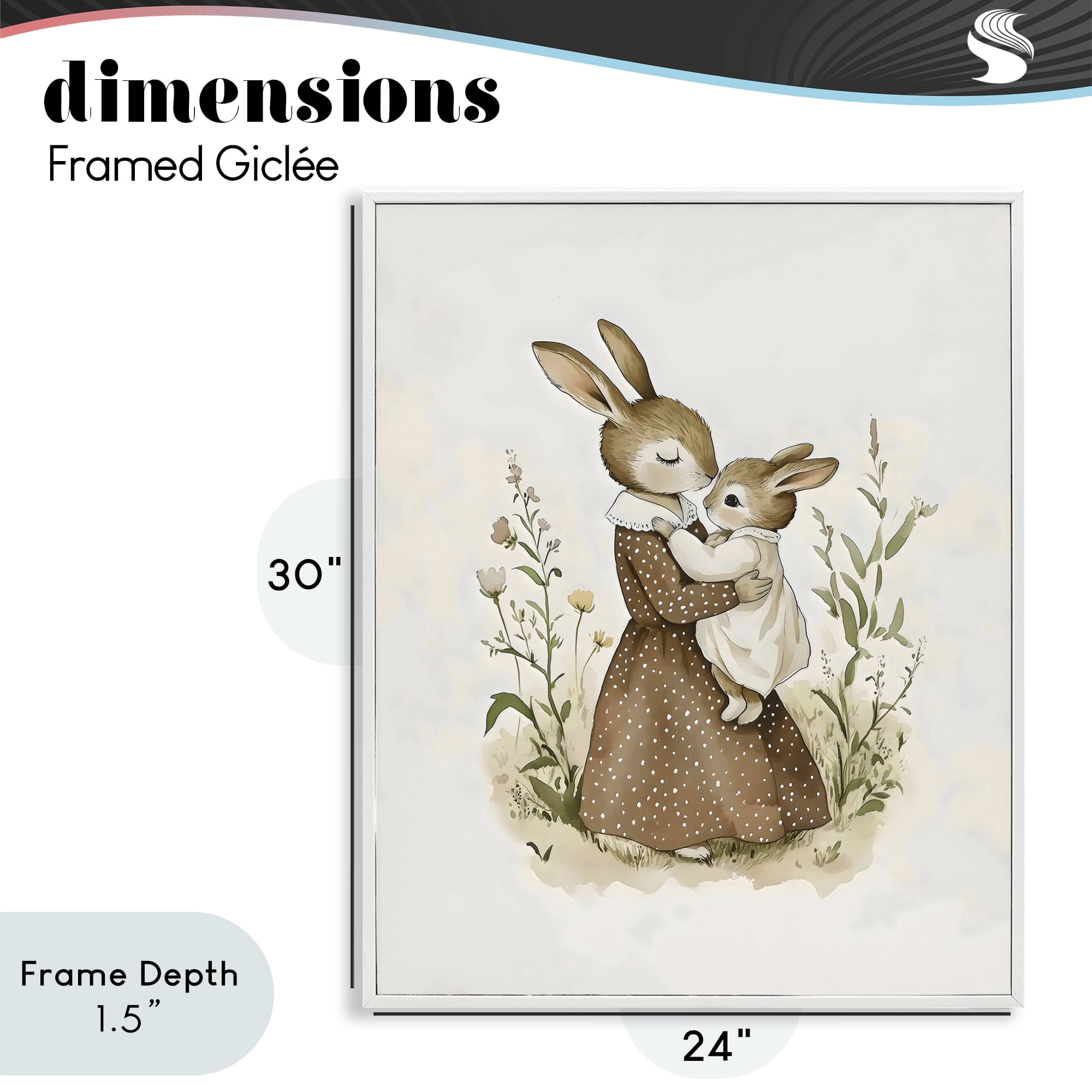 Stupell Industries A Mother's Love Rabbits White Framed Giclee Art, design by Arlington Prints