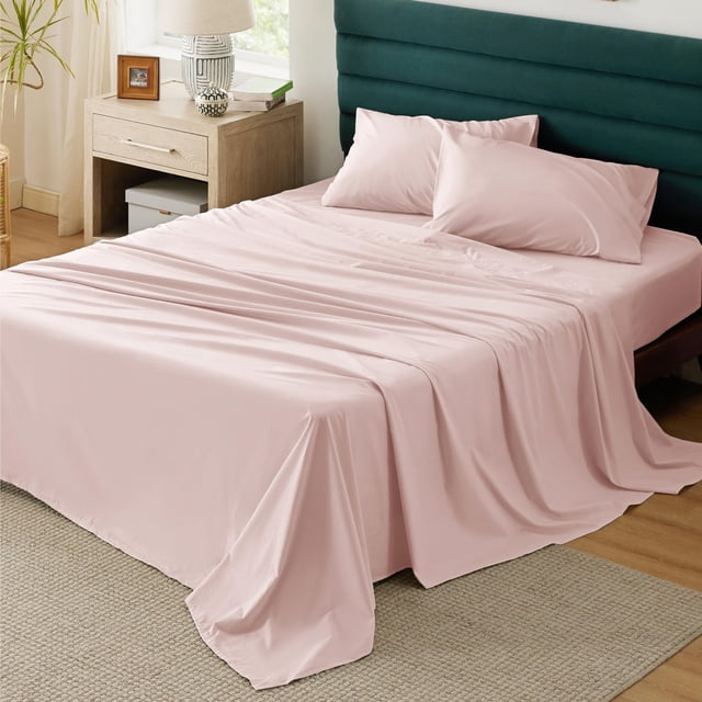 Juego de sábanas Bedsure, 100% algodón, percal, tamaño king, color rosa
