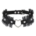 thumbnail image 1 of Collar de gargantilla de cuero para mujeres y niñas, collar de gargantilla de corazón gótico punk rock, collar de encaje, 1 of 5