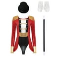 thumbnail image 3 of iiniim Women's Ringmaster Costume Circus Ring Leader Outfit Master Lion Tamer with Hat and Gloves Magic Wand Set Red XL, 3 of 7