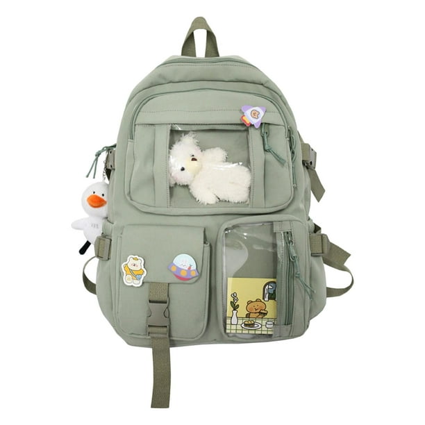 Mochila para mujer, mochila escolar para exteriores, bonita mochila escolar con cremallera, bolsa de viaje para adolescentes, niñas y estudiantes , Verde