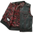 thumbnail image 4 of First Mfg Co - The Club Cut - Men's Motorcycle Biker Riding Black Red Leather Vest - Large, 4 of 5