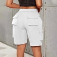 thumbnail image 6 of Bermuda Shorts Womens Cargo Shorts with Pockets Pull on High Waisted Summer Walking Workout Hiking Athletic Petite Knee Length Long Shorts White XL, 6 of 6