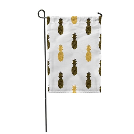 SIDONKU Yellow Exotic Creative Pineapples Pattern Abstract Ananas Black Dessert Garden Flag Decorative Flag House Banner 12x18 inch