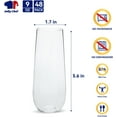 thumbnail image 2 of 48 Pack Stemless Plastic Champagne Flutes 9 oz, Crystal Clear Stemless Plastic Toasting Glasses, Clear Disposable Unbreakable Drinkware Ideal for Wedding, Birthday, Party, 2 of 7