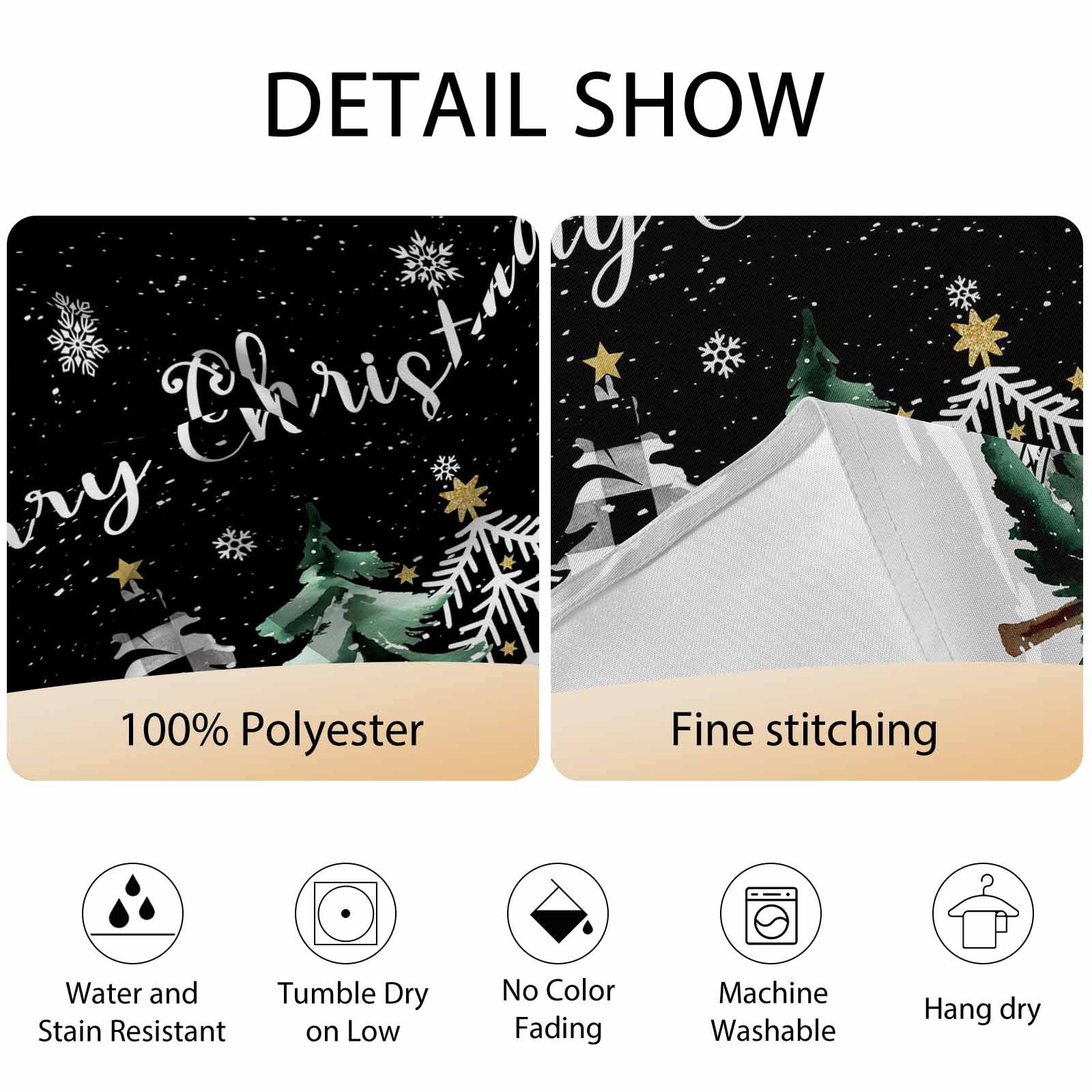 Round Tablecloth Merry Christmas Waterproof Oil Proof Polyester Table Cloth Cover Decor for Home Dining Outdoor,Patio,Parties, 54" Dia. Red Black Buffalo Plaid Christmas Tree Winter