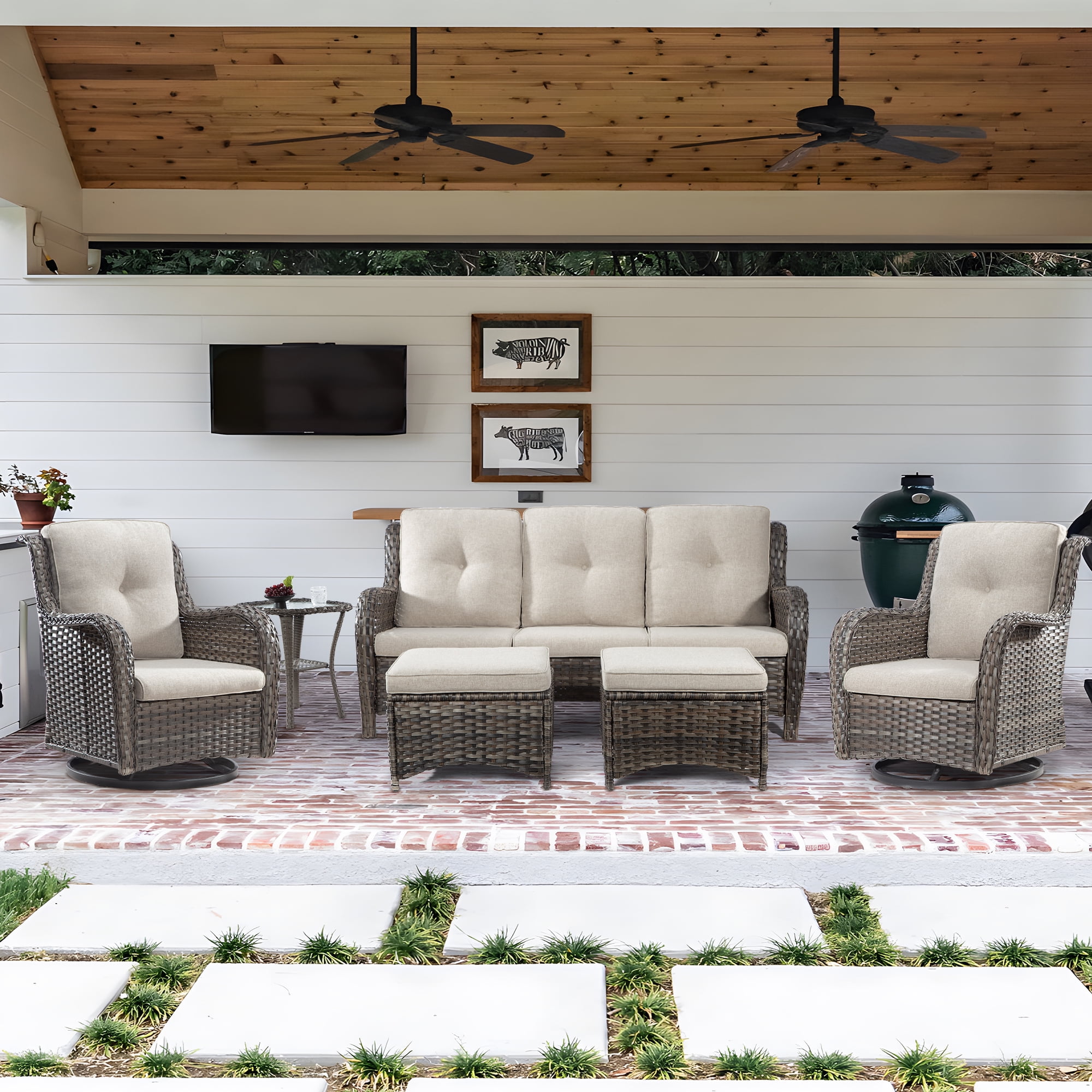 4 Inch Outdoor Cushions, Suitable for Patio Furniture, Water-Resistant & Fade-Resistant, 1 Set, Beige