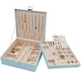 thumbnail image 1 of Jewelry Box ProCase, organizador grande de piel de 2 capas, color azul, 1 of 7