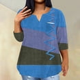 thumbnail image 2 of ADSSDQ 3/4 Sleeves Plus Size Tee Shirts For Women Summer Womens Western Tops Clock Block Graphic Shirts Dressy Casual V Neck Elbow Length Blouses With Pocket Fall Clothing Royal Blue 3XL, 2 of 5