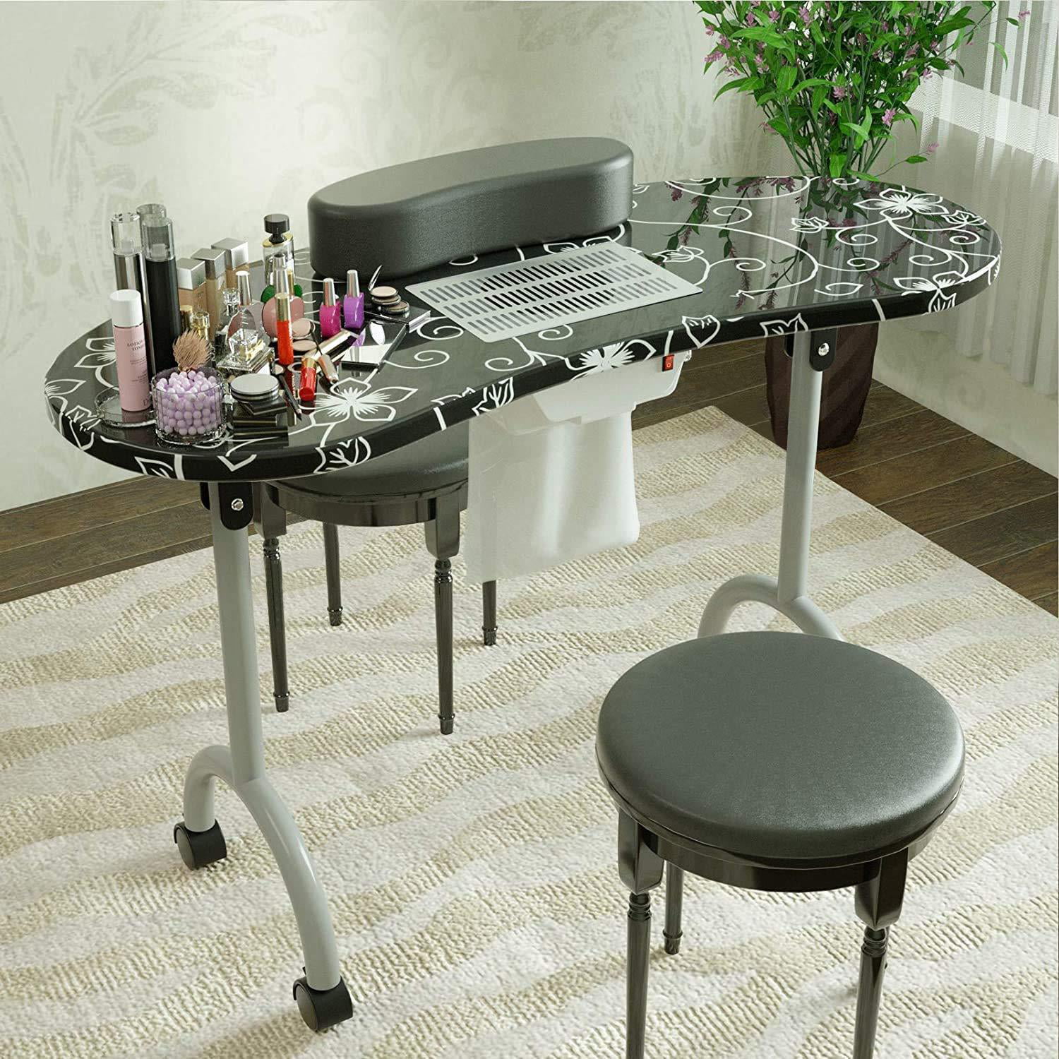 Paddie Black Nail Table for Manicure Acetone Resistant Table Nail 