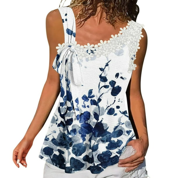 Tops Para Mujer Elegante Blusa Casual Moda Causal Sólido Estampado Encaje Vendaje Camiseta Sin Mangas Odeerbi ODB160888