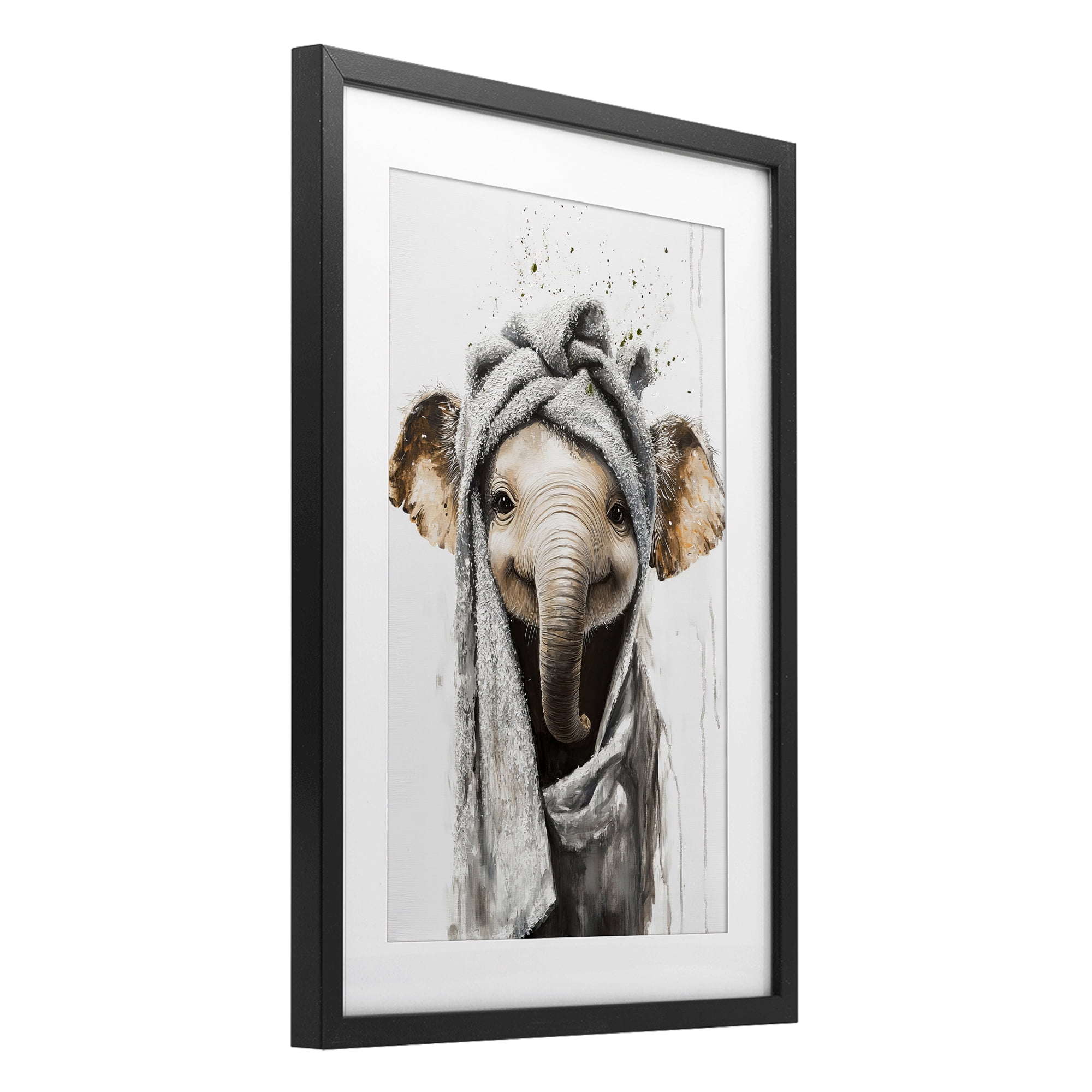 Stupell Industries Squeaky Clean Elephant Black Framed Print Under Glass, design by Tina LeCour