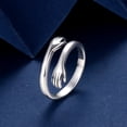 thumbnail image 5 of Anillo de abrazo de plata de ley ajustable, chapado en anillo de abrazo para parejas, anillos de abrazo para mujeres y hombres, anillos de boda, anillos envolventes, anillos de mano, joyería para adolescentes y niñas JM, 5 of 5