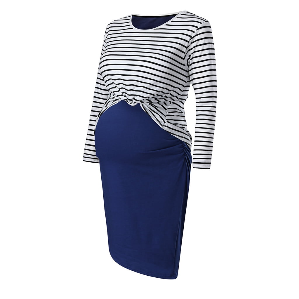 onlyliua Maternity Clothes Women Pregnant Long Sleeve Stripe Two piece Sexy Set Dress Holiday Gift Finder Walmart
