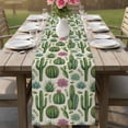 thumbnail image 4 of Cactus Summer Table Runner 70 Inches, Watercolor Tropical Botanical Linen Texture Bed Runner Dresser Scarves Tabletop for Indoor Outdoor Parties/Ceremony/Banquet, 13" x 70", 4 of 9