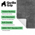thumbnail image 2 of GORILLA GRIP Chenille Bath Rug 36x24, Rubber Backing Quick Dry Washable Microfiber Mats, Grey, 2 of 9