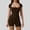 Brown, variant on Women's Short Sleeve Bodycon Romper Stretchy Square Neck Unitard Jumpsuit Black L