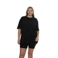 thumbnail image 4 of SOCKS'NBULK 12 Pack Womens Oversized Cotton Blend T-Shirts, Crew Neck Short Sleeve Baggy Loose Tops Oversize Tees Color Black, Size Small, 4 of 8