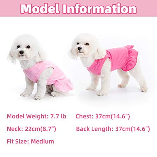 Dog T-Shirts Apparel Plain Dog Shirt for Puppies Dog Outfits Soft Breathable Cute Pet Clothes Sleeveless Dress for Girls Small Extra Small and Medium Dogs BINGPET 2 Pack Blank Dog Shirt Skirt 