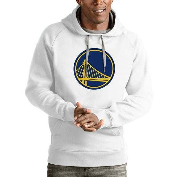 Men's Antigua White Golden State Warriors Team Logo Victory Pullover Hoodie