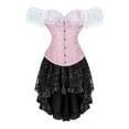 thumbnail image 4 of Grebrafan Corset Graduation Party Lace Off Shoulder Bustier Pink S, 4 of 5