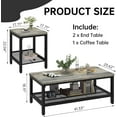 thumbnail image 6 of AWQM Coffee Table Set of 3, Industrial Coffee Table with 2 Square End Side Tables, Modern Living Room Table Set with Metal Frame for Apartment Home Office, Grey, 6 of 6