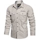 thumbnail image 1 of Camisas Para Hombre Manga Larga Camisa de exterior militar lavada de manga larga con doble bolsillo de algodón de Color sólido para otoño e invierno para hombre (Beige, XXL), 1 of 5