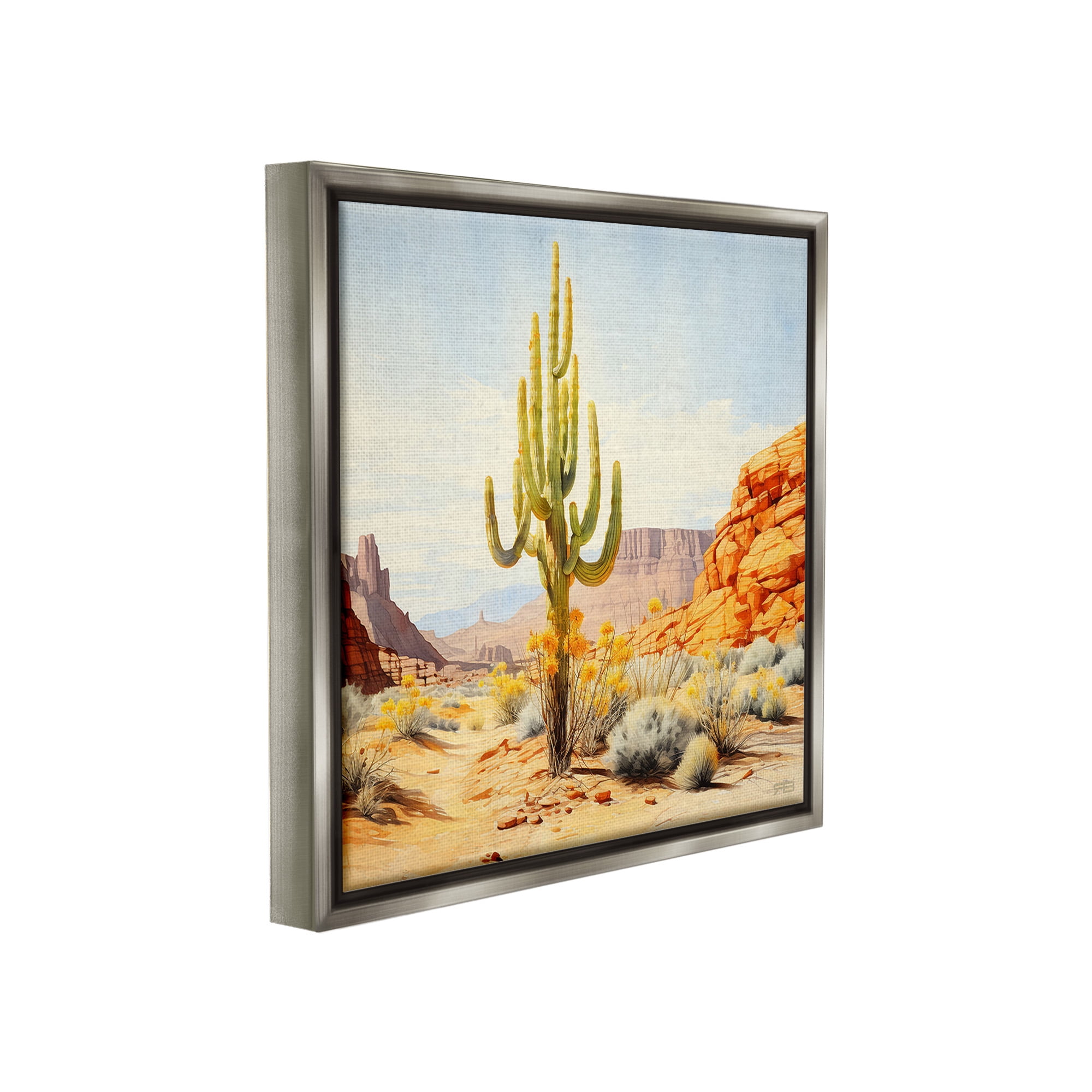 Stupell Industries Desert Canyon Mesa Landscape Painting Gray Floater Framed Canvas Art Print Wall Art, 25 x 25