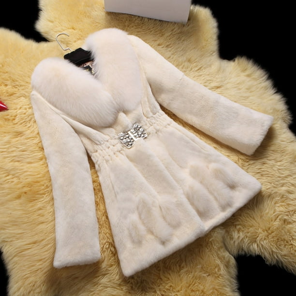 Abrigo y chaquetas de piel sintética sin capucha y manga larga para mujer, de color liso, con cintura ajustada y cruzado.