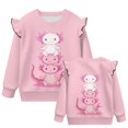 thumbnail image 5 of Garronmavis Cute Pink Axolotls Long Sleeve Sweatshirt 2T Comfortable Kids Sweatshirts Pullover Loose Ruffle Long Sleeve Girls Top Stylish Girls Pullover Crewneck Sweatshirt for Toddler Kids, 5 of 7