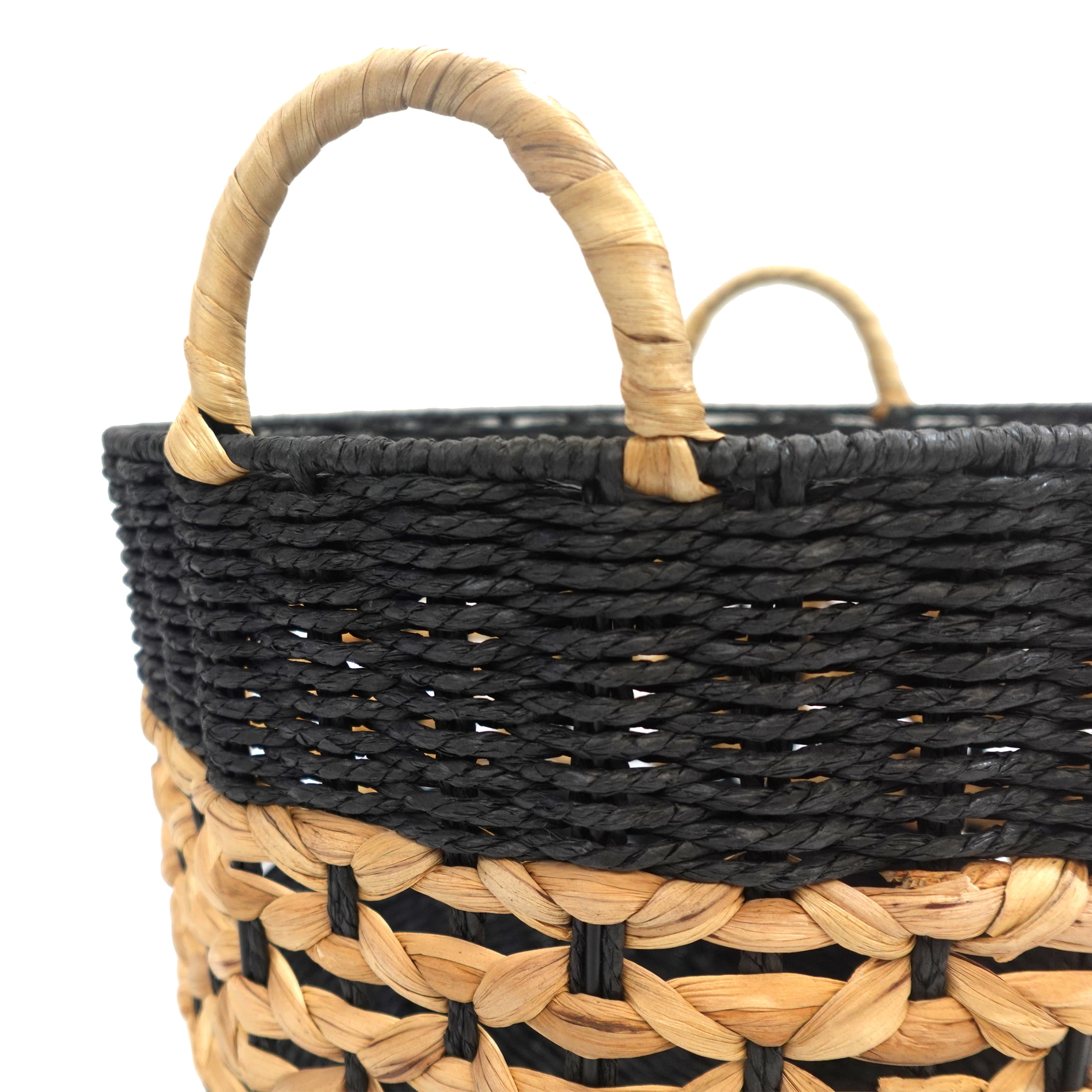 Hometrends Woven Paper & Water Hyacinth Storage Basket, Large, Handles
