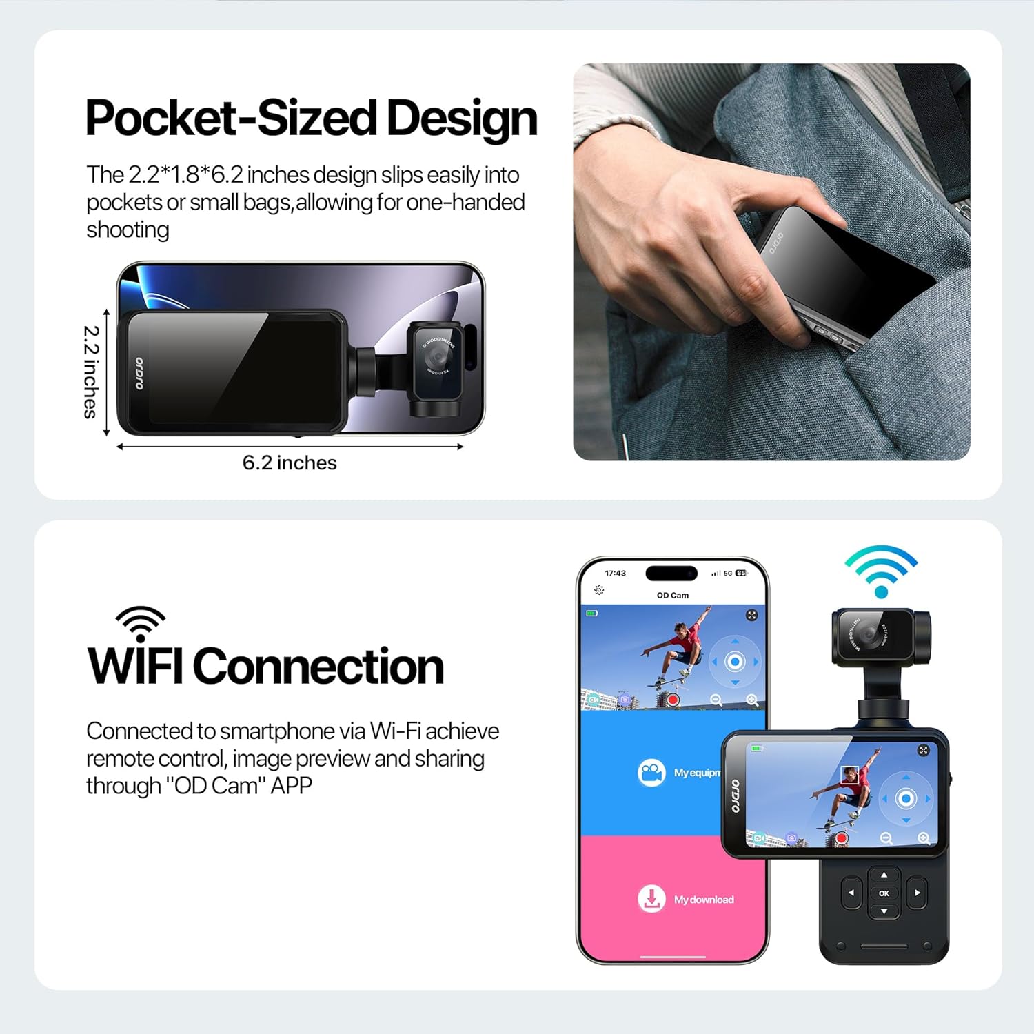 ORDRO M5 Handheld Camcorder 5K 30FPS Video Camera 3-Axis Stabilization Night Vision Digital Camera