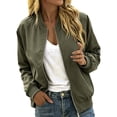 thumbnail image 2 of Zip Up Jackets for Women Long Sleeve Casual Lightweight Fall Coat Outerwear Bomber Jacket with Pockets, 2 of 5
