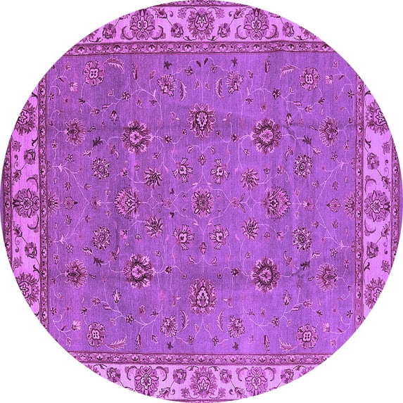 Ahgly Company Indoor Round Oriental Purple Traditional Area Rugs, 5' Round