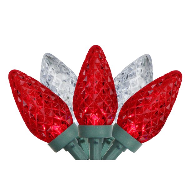 Northlight 100ct C9 Faceted LED String Lights Red/White 66' Green