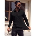 thumbnail image 5 of JWD Men Zip Mock Neck Ribbed Long Sleeve Shirts Stretch Fitted Knit Pullover Black S, 5 of 7