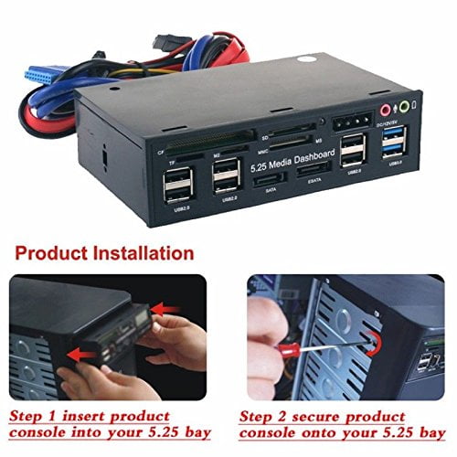 5.25 Inch Front Panel Multi-Function USB 3.0 Hub All-in-one Card Reader SD/MMC/CF/MS/TF M2/SMARTCard Reade PC Media Dashboard 