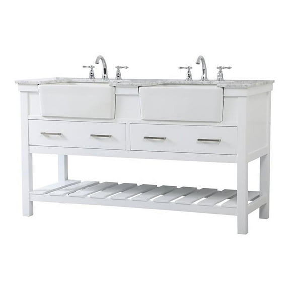 Elegant Decor Clement 60" Aluminum MDF Double Bathroom Vanity in White