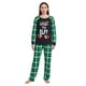 thumbnail image 2 of Pijamas navideños familiares a juego, camisetas de manga larga con estampado de elfos y letras + pantalones a cuadros. Pijama que brilla en la oscuridad., 2 of 9