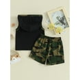 thumbnail image 4 of Suealasg 0-3 Years Toddler Baby Boys Shorts Set Letter Print Sleeveless Hooded Tops and Elastic Waist Camouflage Shorts 2Pcs Kids Boys Summer Clothes Set, 4 of 9