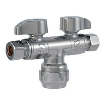 0.5 x 0.37 in. Compression Brass Dual Shut-Off Valve