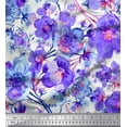 thumbnail image 1 of Soimoi Purple Poly Georgette Fabric Pink Floral Print Sewing Fabric BTY 42 Inch Wide, 1 of 1