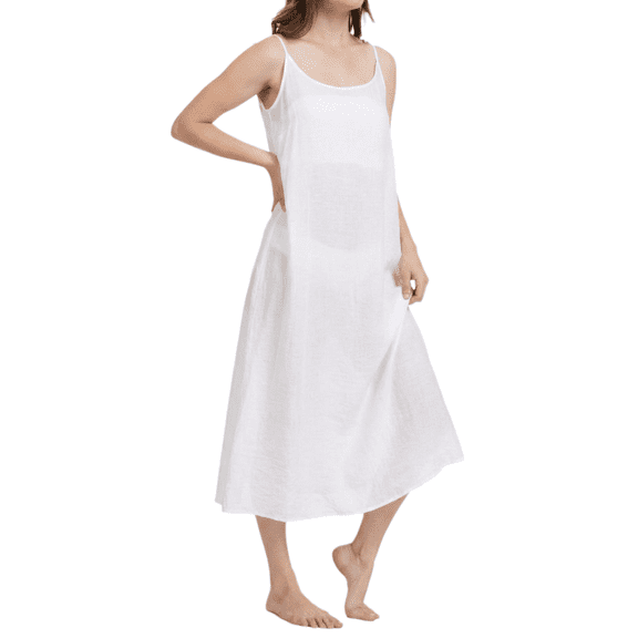 Women Silk Cotton Long Slips Full Slips For Under Dress Chemise Camisoles Slip Dress Petticoat
