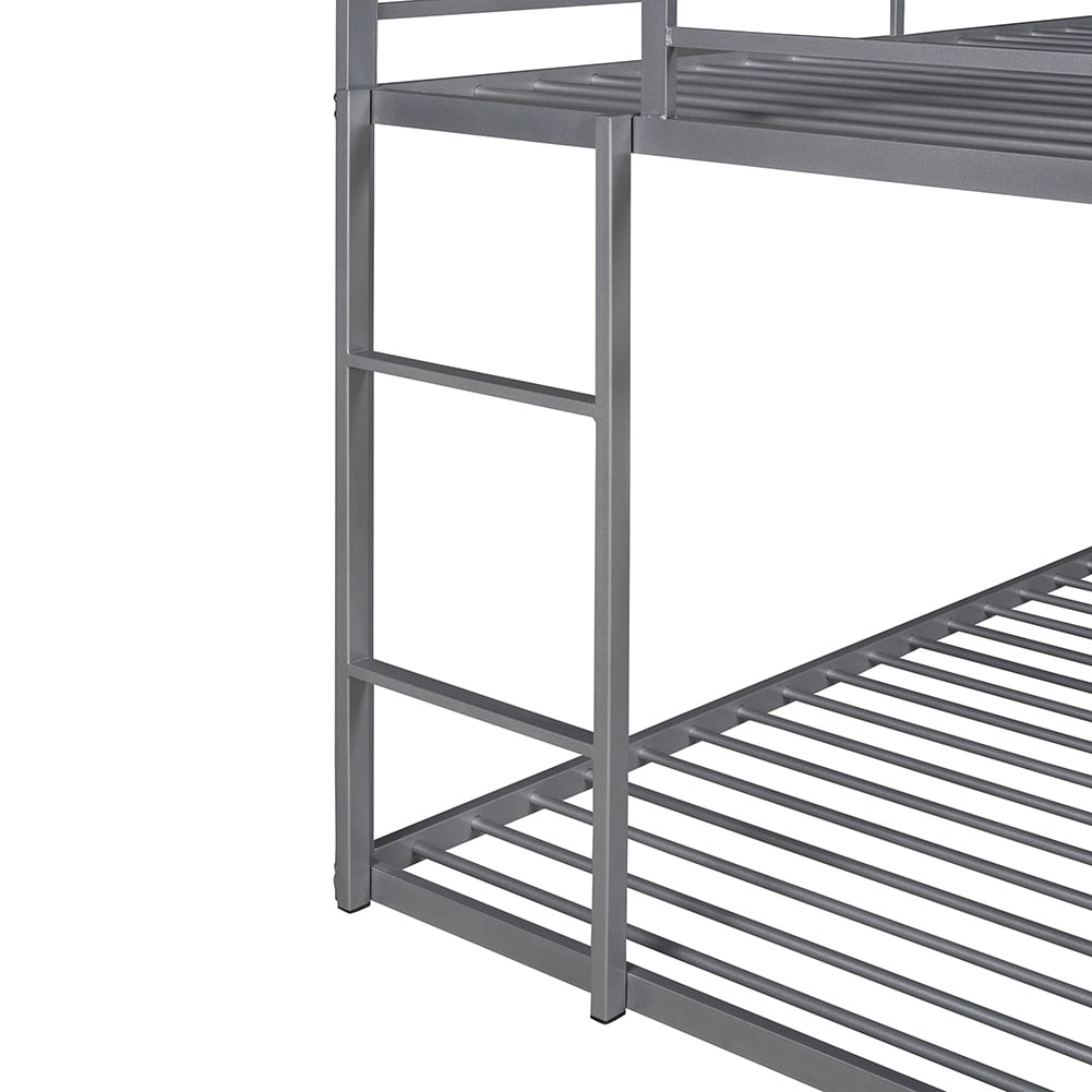 Kepooman Twin Over Twin Kids Bunk Bed with Built-in Ladder, Metal Bunk Bed Frame, Sliver Kepooman Twin Over Twin Kids Bunk Bed with Built-in Ladder, Metal Bunk Bed Frame, Sliver