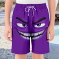 thumbnail image 2 of Gelikeya Boys Swim Trunks Board Shorts Funny 3D Cartoon Face Print Swimming Trunks Quick Drying Beach Shorts Casual Summer Outfits 2026 #03 Purple, 11-12 Years, 2 of 4